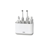 Joseph Joseph EasyStore- Porta Spazzolino, Dentifricio e Filo Interdentale, Compatibile con Spazzolini Elettrici e Tradizionali, 6 Scomparti, Contenitore da Bagno Smontabile- Grande, Grigio/Bianco