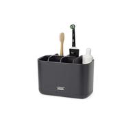 Joseph Joseph EasyStore Porta Spazzolino e Dentifricio, Compatibile con Spazzolini Elettrici e Tradizionali, 6 Scomparti, Contenitore da Bagno Smontabile, Nero Matte