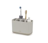 Joseph Joseph EasyStore- Porta Spazzolino e Dentifricio, Compatibile con Spazzolini Elettrici e Tradizionali, 6 Scomparti, Contenitore da Bagno Smontabile in Finitura Opaca- Grande, Beige