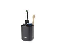 Joseph Joseph EasyStore Porta Spazzolino e Dentifricio, Compatibile con Spazzolini Elettrici e Tradizionali, 3 Scomparti, Contenitore da Bagno Smontabile, Nero Matte