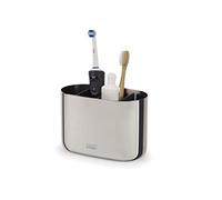 Joseph Joseph EasyStore- Porta Spazzolino e Dentifricio, Compatibile con Spazzolini Elettrici e Tradizionali, 6 Scomparti, Contenitore da Bagno Smontabile in Finitura Elegante- Grande, Acciaio Inox