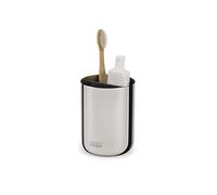 Joseph Joseph EasyStore- Porta Spazzolino e Dentifricio, Compatibile con Spazzolini Elettrici e Tradizionali, 3 Scomparti, Contenitore da Bagno Smontabile in Finitura Elegante - Medio, Acciaio Inox