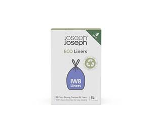 Joseph Joseph Eco Liners IW8 Sacchetti immondizia ecologici in plastica riciclata, sacchetti per rifiuti da cucina con manici a coulisse, extra resistenti, Confezione da 80, 5 Litri