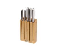 Joseph Joseph Elevate Set di 5 Coltelli da Cucina Professionale, Chef, Santoku, Acciaio Inox Giapponese, con Ceppo Portacoltelli, Legno Bambù