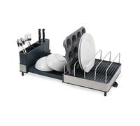 Joseph Joseph Extend Max Steel Scolapiatti Espandibile in Acciaio Inox, con Portaposate e Coltelli, Beccuccio di Drenaggio Girevole, Grande Capacità per Oggetti Pesanti