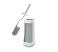 Joseph Joseph Flex Plus - Portascopino Igienico Bagno Spazzola WC con Contenitore Portaoggetti, Spazzolone resistente, Testa Flessibile, Setole Antigoccia, Anti-Intasamento - Grande - Bianco/Grigio