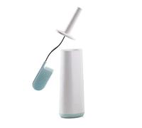 Joseph Joseph Flex - Portascopino Igienico Bagno Spazzola WC, Spazzolone resistente, testa Flessibile, Setole Antigoccia, Anti-Intasamento, Bianco/Blu, Medio