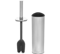 Joseph Joseph Flex - Portascopino Igienico Bagno Spazzola WC, testa sostituibile, Antigoccia, Anti-Intasamento, tripla azione a 360 gradi, finitura elegante in acciaio inox