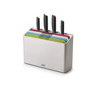 Joseph Joseph Folio Icon, Set di 4 Taglieri da Cucina Antiscivolo e 4 Coltelli da Cucina Giapponesi Professionali, con Custodia - Grande, Multicolore