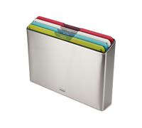 Joseph Joseph Folio Icon Set di 4 Taglieri da Cucina Antiscivolo a colori con Custodia, Grande, Acciaio Inox
