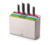 Joseph Joseph Folio Icon, Set di 4 Taglieri da Cucina Antiscivolo e 4 Coltelli da Cucina Giapponesi Professionali, con Custodia - Grande, Multicolore