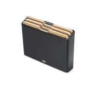 Joseph Joseph Folio Set di 3 Taglieri da Cucina in Bambù, Antiscivolo, con Custodia in Acciaio Inox, Nero