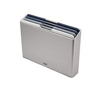 Joseph Joseph Folio - Set di 4 pezzi, Taglieri da cucina in plastica, con custodia porta taglieri- Grande, Argentato/Blu sfumato