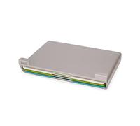 Joseph Joseph Folio Slim - Set di 3 pezzi, Taglieri da cucina in plastica, con custodia porta taglieri sottomensola- Sottile, Argentato/Multicolore