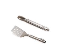 Joseph Joseph GrillOut Set di Utensili per BBQ in Acciaio Inox 2 Pezzi, Paletta e Pinze, Manico Regolabile, Occhielli per Appendere