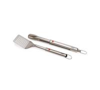 Joseph Joseph GrillOut Set di Utensili per BBQ in Acciaio Inox 2 Pezzi, Paletta e Pinze, Manico Regolabile, Occhielli per Appendere