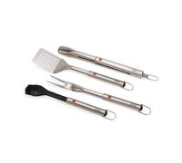 Joseph Joseph GrillOut Set di Utensili per BBQ in Acciaio Inox 4 Pezzi con Custodia, Spazzola, Pinze, Paletta e Forchetta, Manico Regolabile, Occhielli per Appendere