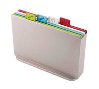 Joseph Joseph Index - Set di 4 Taglieri antiscivolo con codice colore e custodia, Argento, Regolare