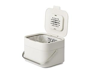 Joseph Joseph Intelligent Waste, Stack 4 Kitchen Food Waste Compost Caddy Cestino per il riciclaggio con filtro antiodore, 4 litri / 1 gallone - Pietra