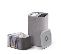 Joseph Joseph Laundry 2 piece set - Hold-All 35L Cesto porta biancheria Pieghevole + Tota 60L Cesto separatore per la Biancheria a 2 scomparti con sacchi rimovibili, Grigio