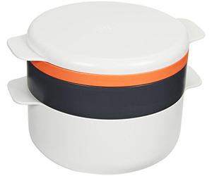 Joseph Joseph M-Cuisine Set di Cottura Impilabile da 4 Pezzi per Microonde, Pentola da 2 litri, Vaporiera, Piastra e Coperchio