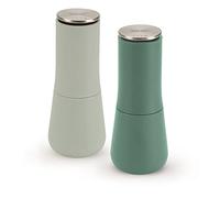 Joseph Joseph Milltop Set macina sale e pepe antigoccia ricaricabile con macinatura in ceramica, verde salvia