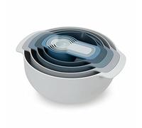 Joseph Joseph Nest 9 Plus, set compatto per la preparazione degli alimenti da 9 pezzi con ciotole per mescolare, misurini, setaccio e colino, blu