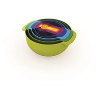 Joseph Joseph Nest 9 Plus, set compatto per la preparazione dei cibi con ciotole per mescolare, misurini, setaccio e colino, multicolore
