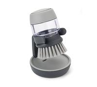 Joseph Joseph Palm Scrub - Dispenser di sapone ricaricabile spazzolino da cucina per lavare i piatti con supporto ripiano, grigio