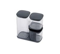 Joseph Joseph Podium - Set di 3 Barattoli con Supporto, Grigio, 3 Pezzi