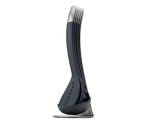 Joseph Joseph Set di 5 utensili Nest con supporto magnetico, organizzazione della cucina compatta, lavabile in lavastoviglie, nero/acciaio inossidabile