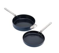 Joseph Joseph Space Set di 2 padelle antiaderenti con manici pieghevoli, protezione per padella in feltro, compatibile con l'induzione