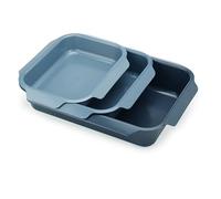 Joseph Joseph Nest Set Teglie da Forno Rettangolari, 3 Pezzi, Teglie in Acciaio al Carbonio, Rivestimento Antiaderente, 4 Maniglie, 41 cm x 30 cm x 9,6 cm, Blu