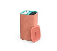 Joseph Joseph Tota Pop - Cesto separatore porta biancheria bucato, 60 litri, con coperchio, 2 sacchi rimovibili con manici, Corallo/Verde