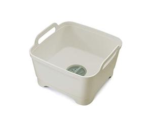 Joseph Joseph Wash & Drain Vaschetta per il lavaggio della cucina con manici e tappo di scarico, 9 litri, pietra/verde salvia