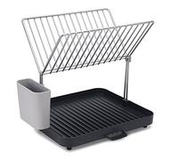Joseph Joseph Y-Rack Scolapiatti Compatto, 2 ripiani con Porta Utensili, con Beccuccio per Drenaggio, Grigio