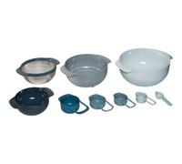 Joseph Joseph Nest 9 Plus, set compatto per la preparazione degli alimenti da 9 pezzi con ciotole per mescolare, misurini, setaccio e colino, blu