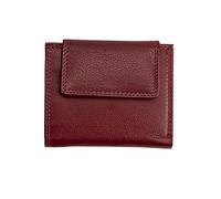 Josephine Osthoff 944 - Portafoglio da donna, piccolo, sottile, con portamonete, in vera pelle, protezione RFID, bordeaux, B:8,3/ 8,7cm, 10,5cm hoch +knapp 2cm dick, Portamonete