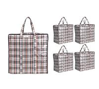 Josephine Osthoff Borse di stoccaggio Unisex, Resistenti e Impermeabili, con Cerniera per Trasloco e Shopping, capacità 75L, Fino a 20 kg di carico, Colore Nero/Bianco, Confezione da 5