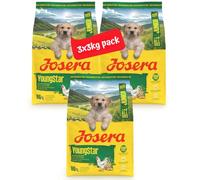 JOSERA Junior YoungStar, pollo e patate (3 x 3 kg), cibo secco di alta qualità per cani in crescita, cibo per cuccioli per razze medie e grandi per una fornitura ottimale, senza cereali, confezione da
