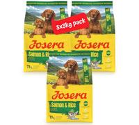 JOSERA Mother & Puppy Salmone e riso (3 x 3 kg), cibo secco di alta qualità per cani e cuccioli in gravidanza/allattamento, alimentazione ottimale con enegie e L-carnitina, senza glutine, confezione