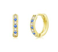 Josfeva Orecchini a cerchio in argento 925 per ragazze, piccoli orecchini a cerchio in argento 925, per dormire, cartilagine, orecchini ipoallergenici con bianco/acquamarina/rosa/fucsia/viola/zaffiro