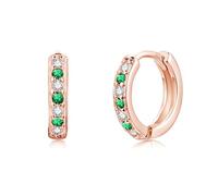 Josfeva Orecchini a cerchio in argento 925 per ragazze, piccoli orecchini a cerchio in argento 925, per dormire, cartilagine, orecchini ipoallergenici con bianco/acquamarina/rosa/fucsia/viola/zaffiro