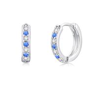 Josfeva Orecchini a cerchio in argento 925 per ragazze, piccoli orecchini a cerchio in argento 925, per dormire, cartilagine, orecchini ipoallergenici con bianco/acquamarina/rosa/fucsia/viola/zaffiro