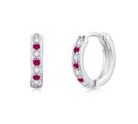 Josfeva Orecchini a cerchio in argento 925 per ragazze, piccoli orecchini a cerchio in argento 925, per dormire, cartilagine, orecchini ipoallergenici con bianco/acquamarina/rosa/fucsia/viola/zaffiro
