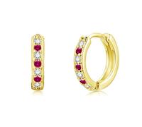 Josfeva Orecchini a cerchio in argento 925 per ragazze, piccoli orecchini a cerchio in argento 925, per dormire, cartilagine, orecchini ipoallergenici con bianco/acquamarina/rosa/fucsia/viola/zaffiro