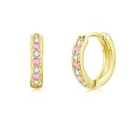 Josfeva Orecchini a cerchio in argento 925 per ragazze, piccoli orecchini a cerchio in argento 925, per dormire, cartilagine, orecchini ipoallergenici con bianco/acquamarina/rosa/fucsia/viola/zaffiro