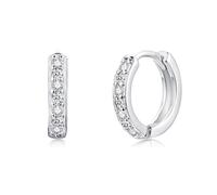 Josfeva Orecchini a cerchio in argento 925 per ragazze, piccoli orecchini a cerchio in argento 925, per dormire, cartilagine, orecchini ipoallergenici con bianco/acquamarina/rosa/fucsia/viola/zaffiro