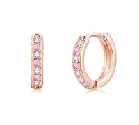 Josfeva Orecchini a cerchio in argento 925 per ragazze, piccoli orecchini a cerchio in argento 925, per dormire, cartilagine, orecchini ipoallergenici con bianco/acquamarina/rosa/fucsia/viola/zaffiro