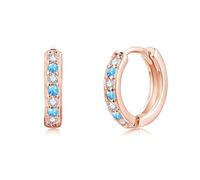 Josfeva Orecchini a cerchio per ragazze, in argento Sterling 925, ipoallergenici con zirconi bianchi/acquamarina/rosa/rosa/viola/zaffiro/verde, regalo per ragazze con scatola